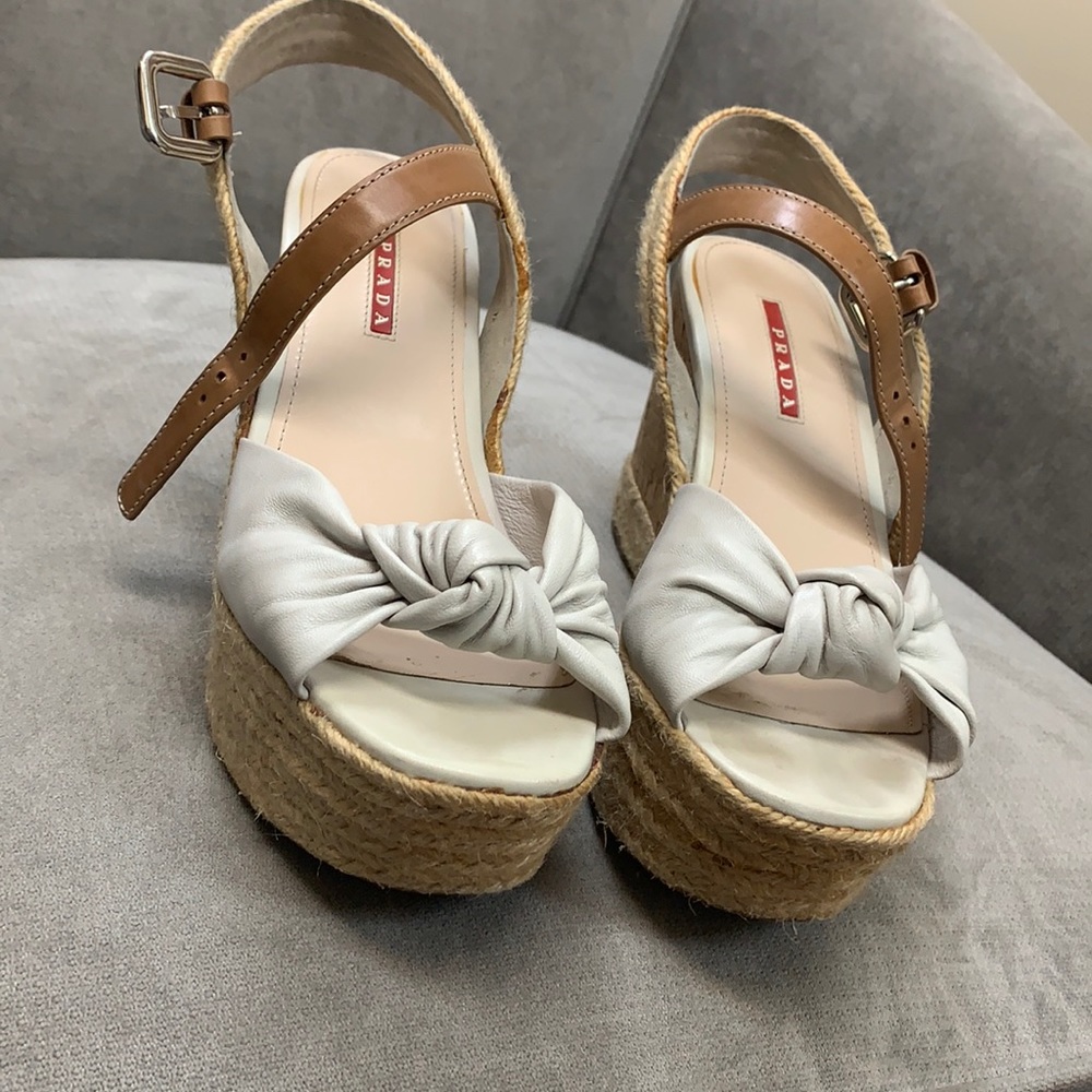 Prada white wedges